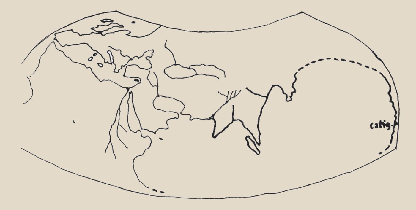Cattigara en la reconstrucción del mapa de Marino de Tiro